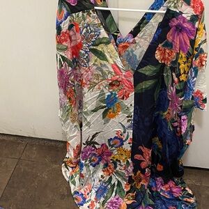 Johnny Was Multicolor Floral V-Neck Blouse